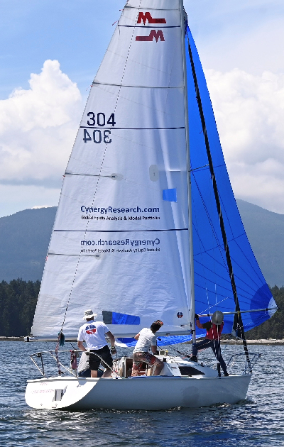 Michael Clements and his Too Wicked team set off downwind in the 2022 M242 North American Regatta.